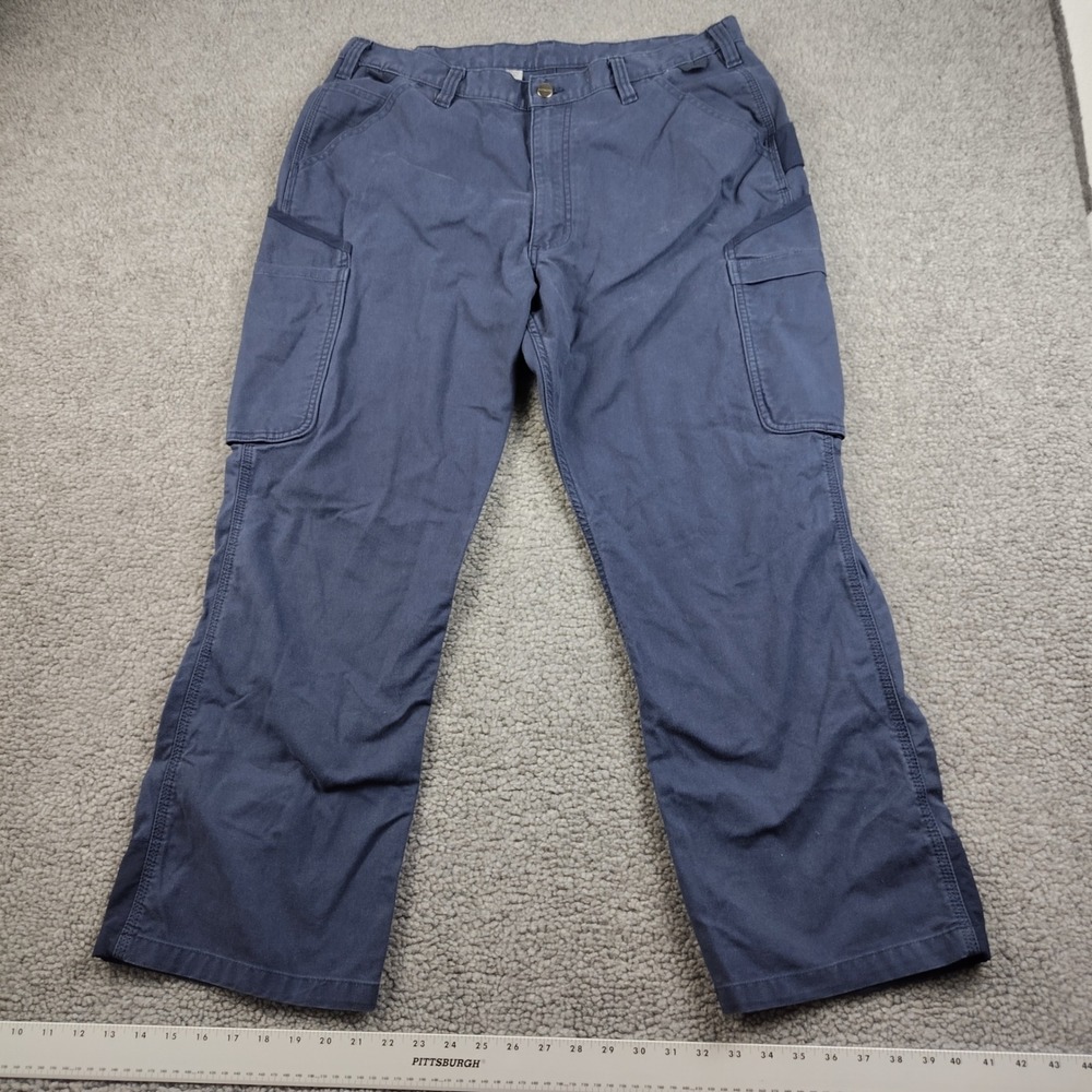 Carhartt Cargo Pants Mens 38x28 103904 NVY Navy Blue Rugged Flex Workwear EUC